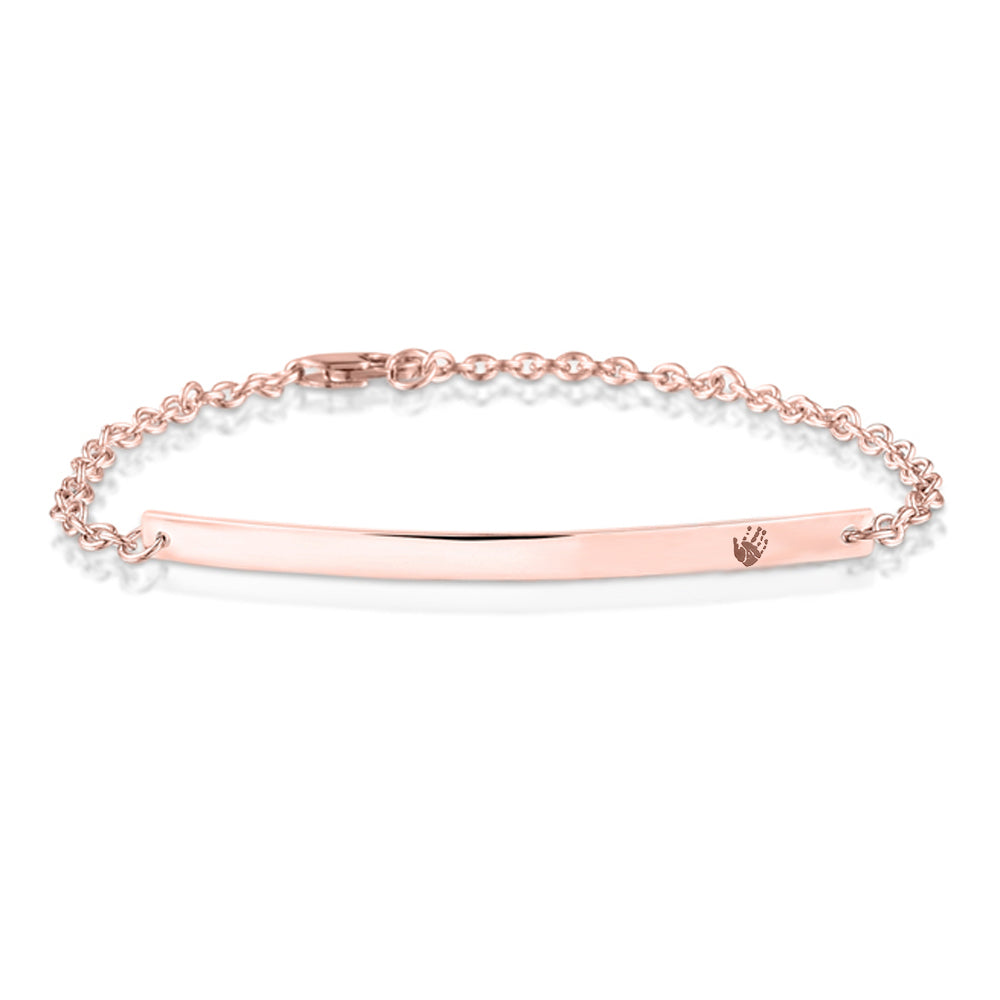 Armband roségoud met gebogen plaatje voor gravure. Roségoud