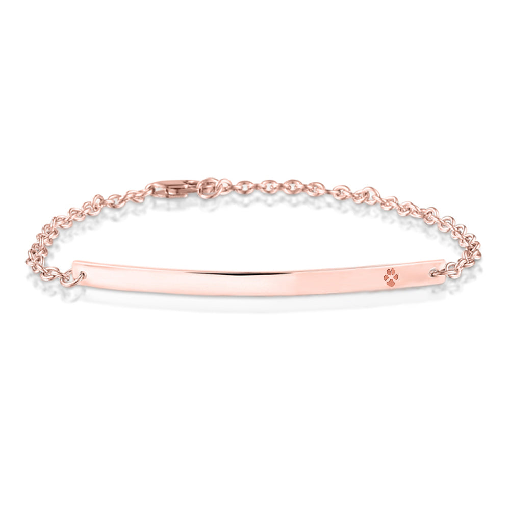 Armband roségoud met gebogen plaatje voor gravure. Roségoud