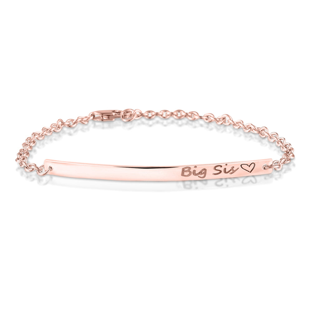 Armband roségoud met gebogen plaatje voor gravure. Roségoud