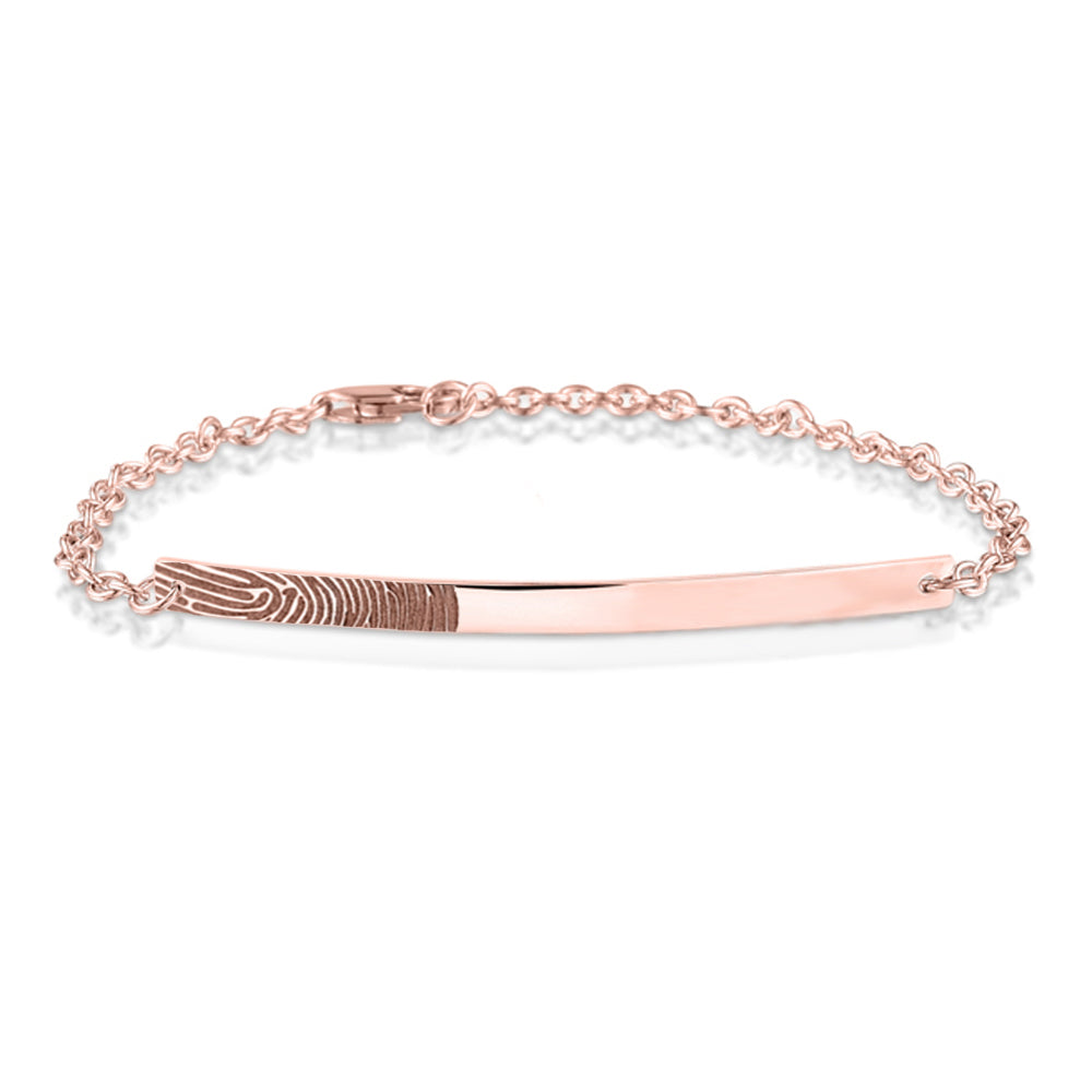 Armband roségoud met gebogen plaatje voor gravure. Roségoud