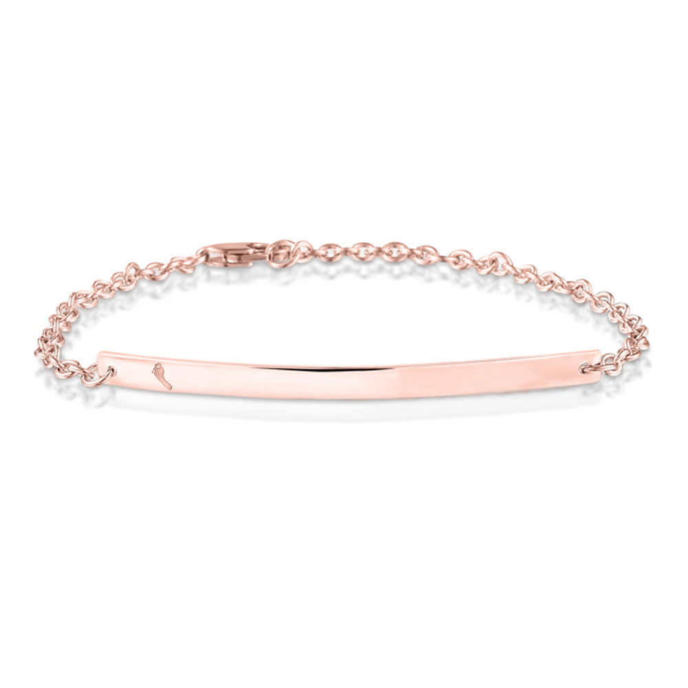 Armband roségoud met gebogen plaatje voor gravure. Roségoud