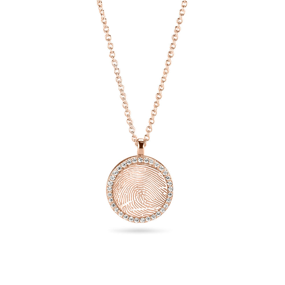 Hanger roségoud voorzien van een gravure uit collectie gedenksieraden. roségoud
