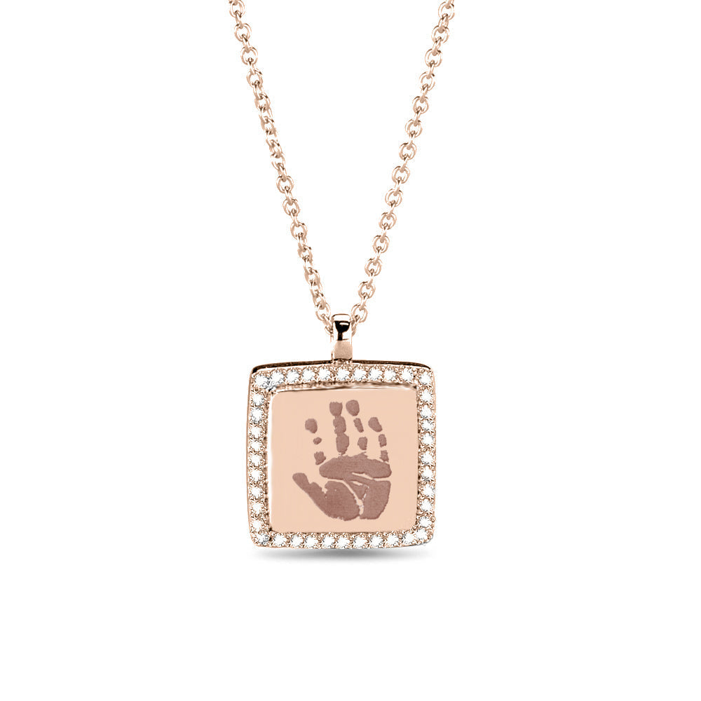 Hanger roségoud voorzien van een gravure uit collectie gedenksieraden. roségoud