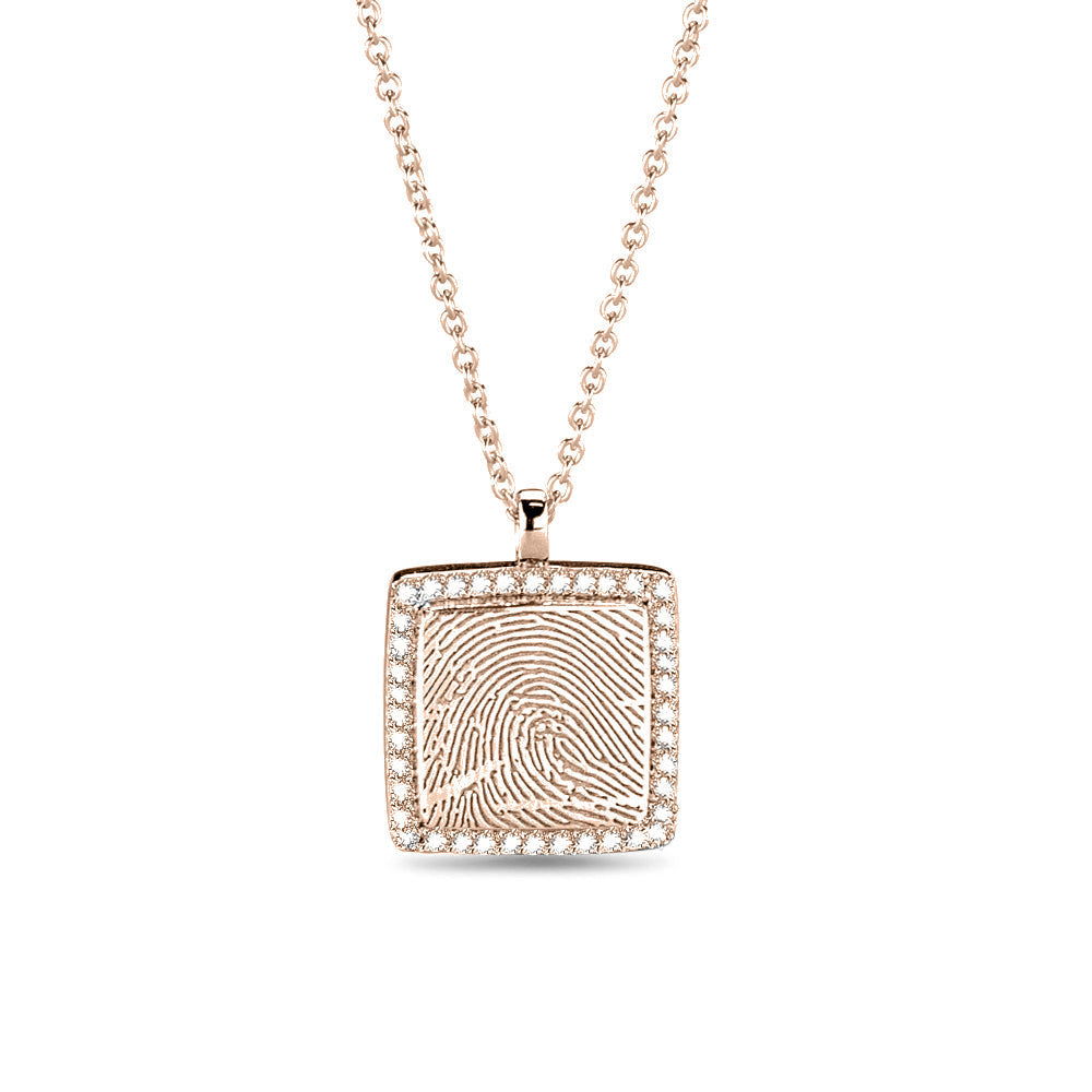 Hanger roségoud voorzien van een gravure uit collectie gedenksieraden. roségoud