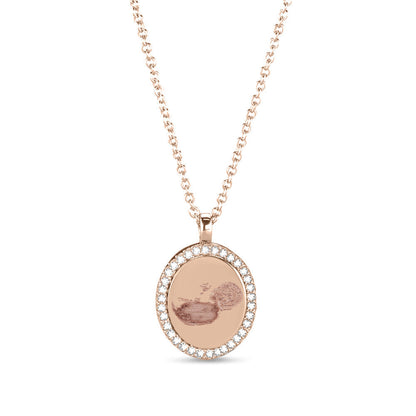 Hanger roségoud voorzien van een gravure uit collectie gedenksieraden. roségoud