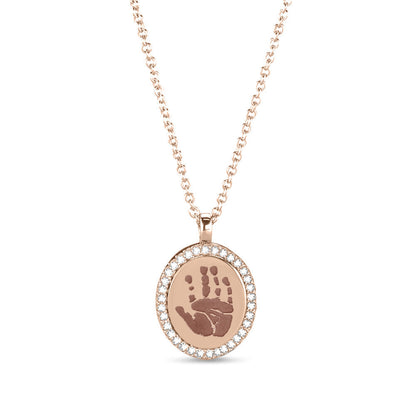 Hanger roségoud voorzien van een gravure uit collectie gedenksieraden. roségoud