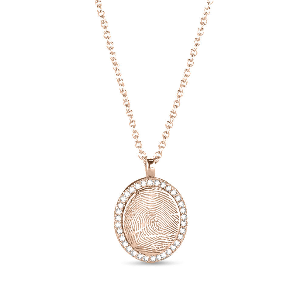Hanger roségoud voorzien van een gravure uit collectie gedenksieraden. roségoud