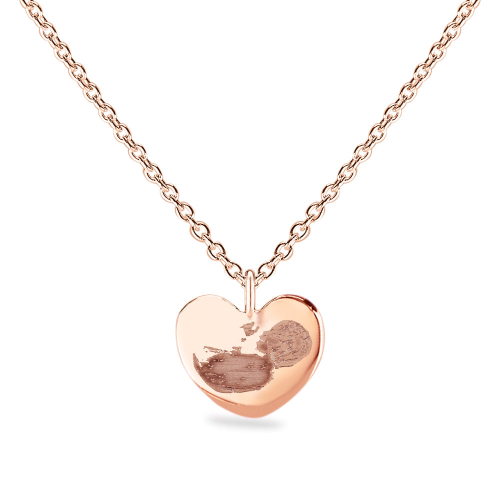 Hanger hart roségoud voorzien van een gravure uit collectie gedenksieraden. Roségoud