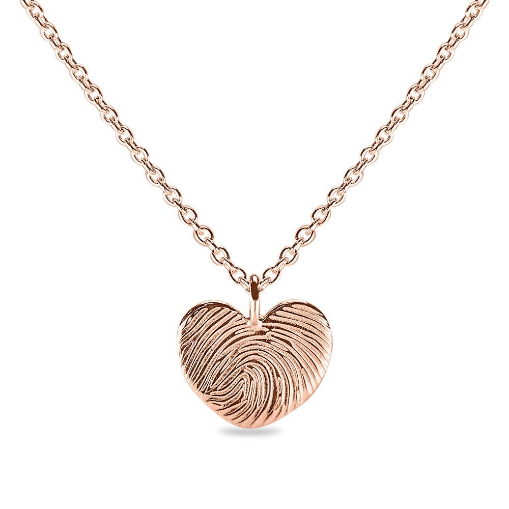 Hanger hart roségoud voorzien van een gravure uit collectie gedenksieraden. Roségoud