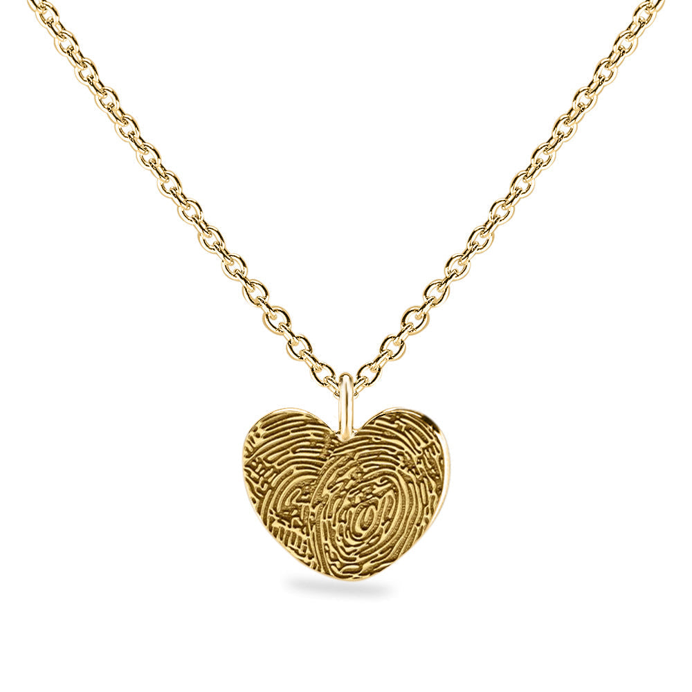 Hanger hart geelgoud voorzien van een gravure uit collectie gedenksieraden. Geelgoud