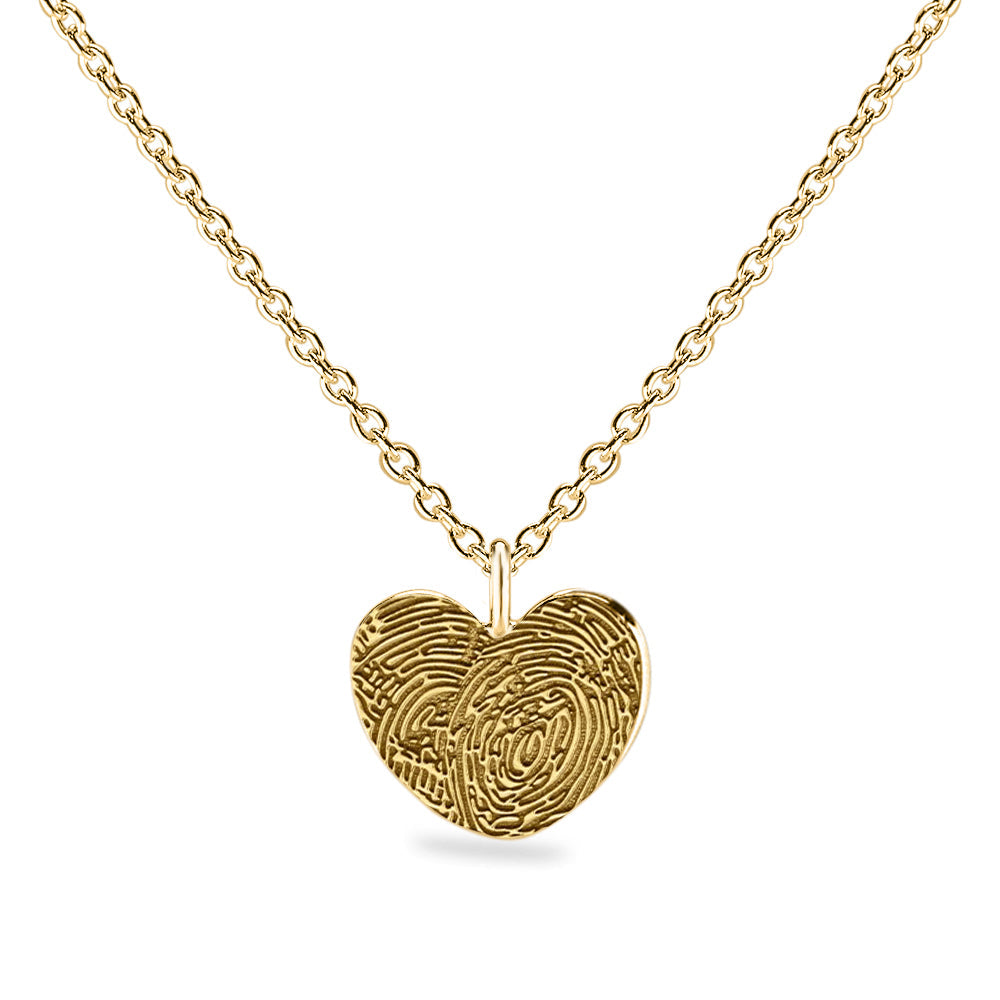 Hanger hart geelgoud voorzien van een gravure uit collectie gedenksieraden. Geelgoud