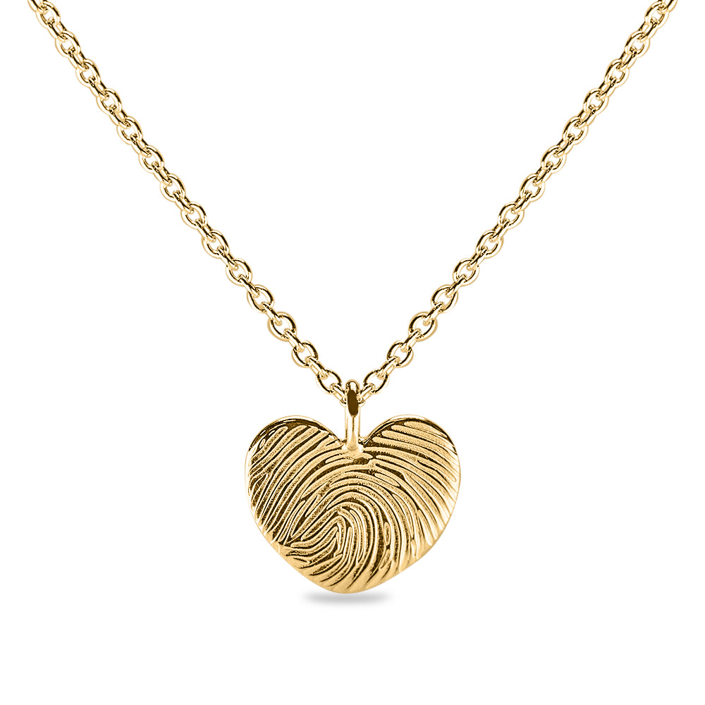 Hanger hart geelgoud voorzien van een gravure uit collectie gedenksieraden. Geelgoud