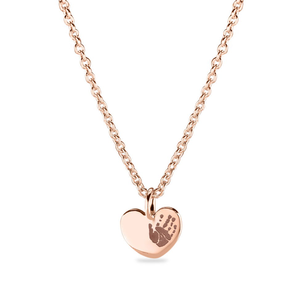 Hanger hart roségoud voorzien van een gravure uit collectie gedenksieraden. roségoud
