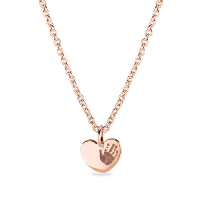 Hanger hart roségoud voorzien van een gravure uit collectie gedenksieraden. roségoud