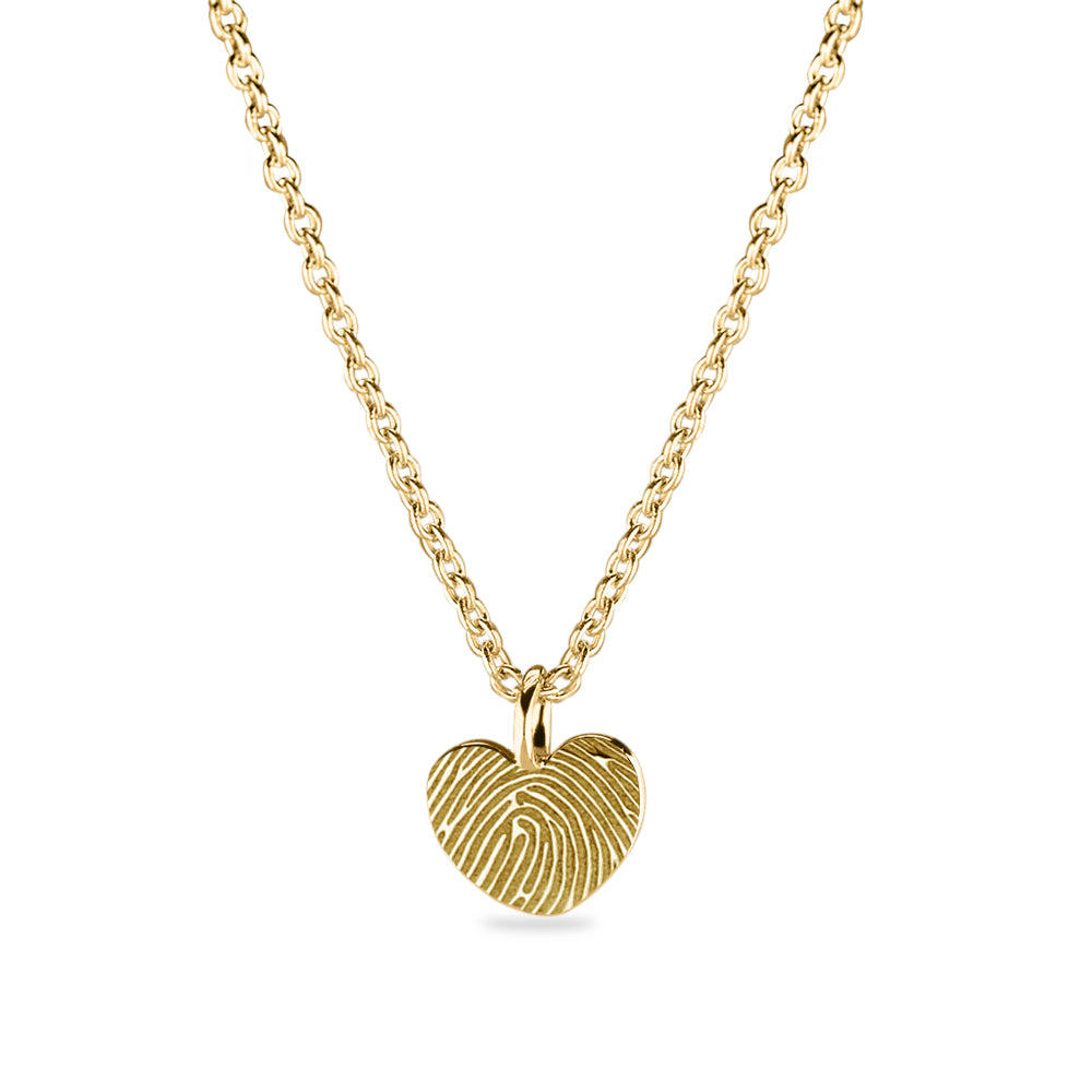 Hanger hart geelgoud voorzien van een gravure uit collectie gedenksieraden. geelgoud