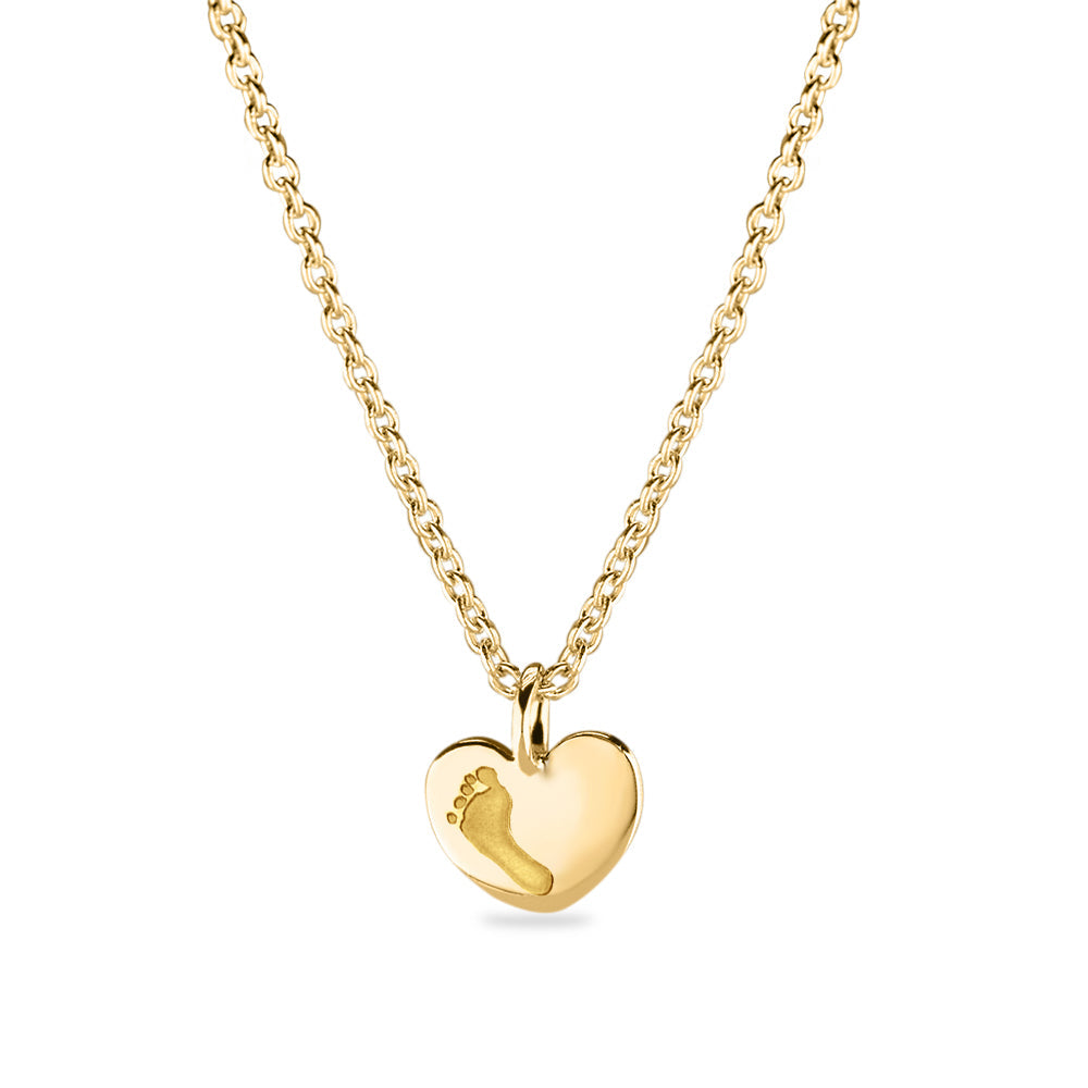 Hanger hart geelgoud voorzien van een gravure uit collectie gedenksieraden. geelgoud