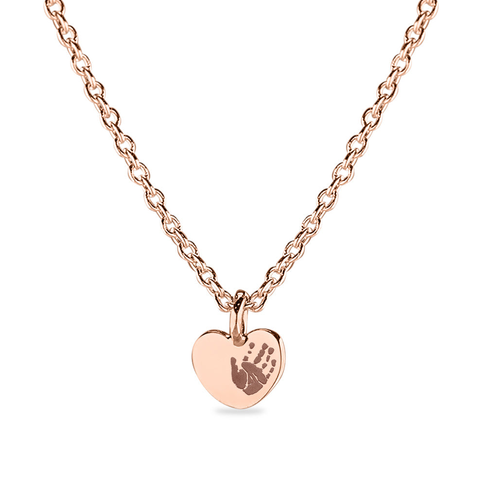 Hanger hart roségoud voorzien van een gravure uit collectie gedenksieraden. roségoud