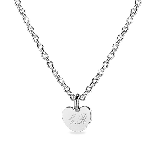 Hanger witgoud hart voorzien van een gravure uit collectie gedenksieraden. witgoud