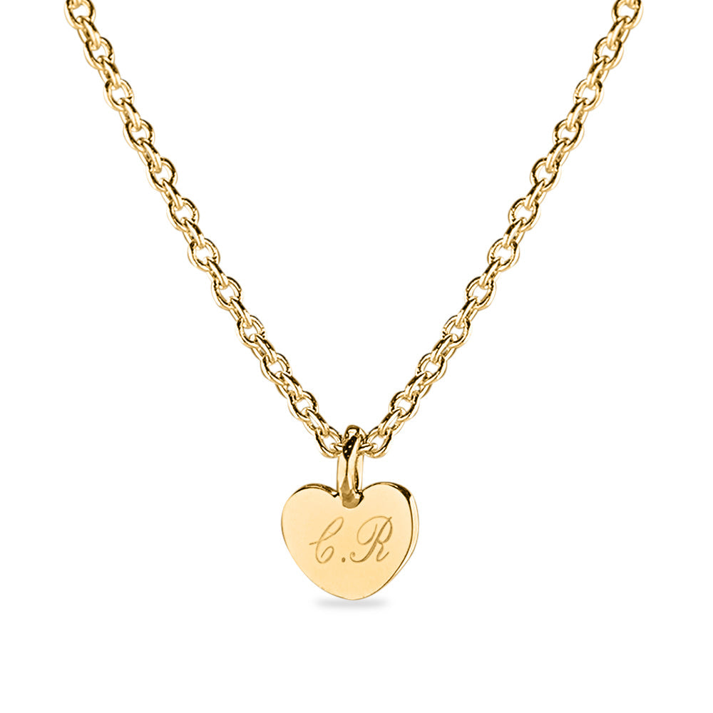 Hanger hart geelgoud voorzien van een gravure uit collectie gedenksieraden. geelgoud