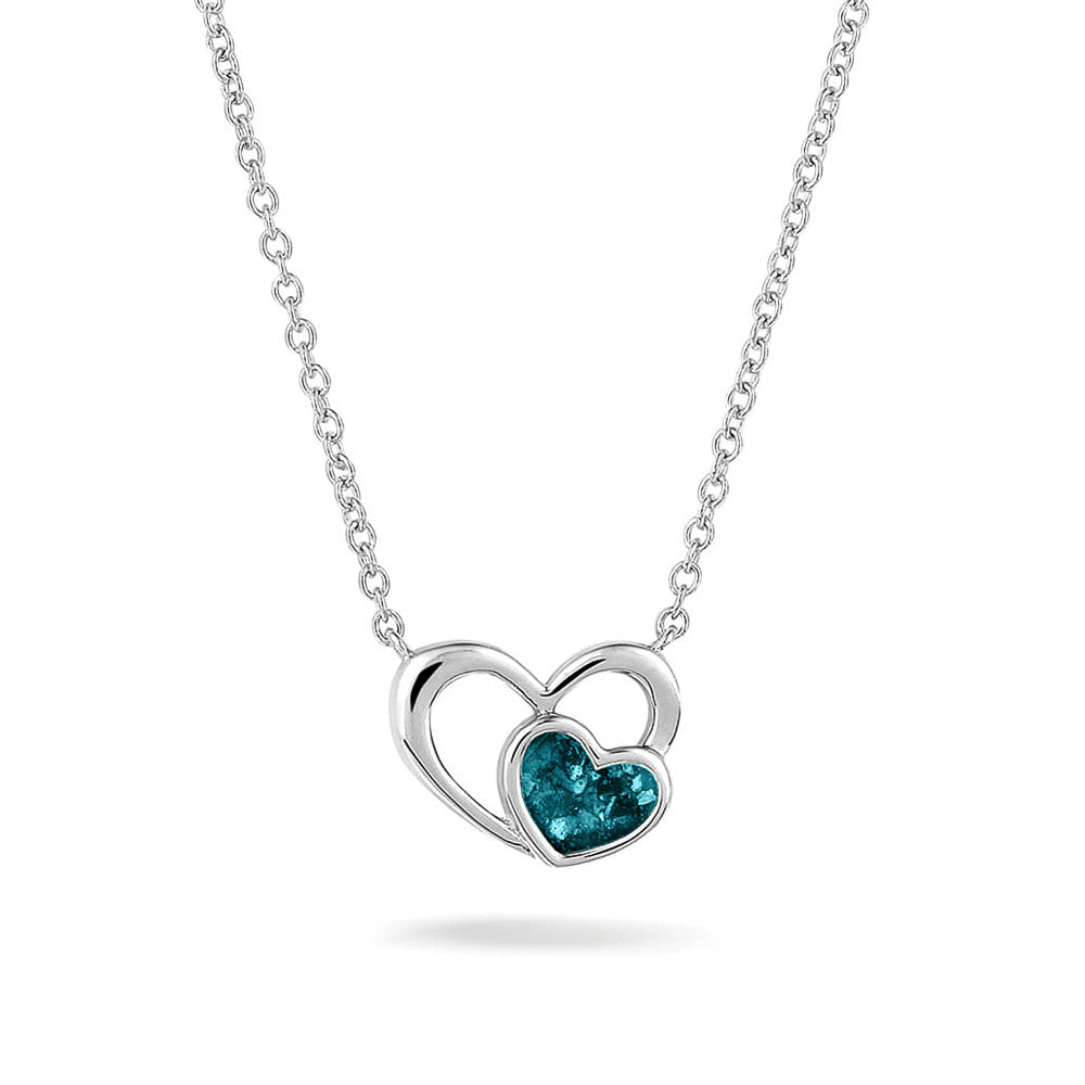 Ashanger hart, gedenksieraad, waar as en haar in verwerkt wordt. turquoise