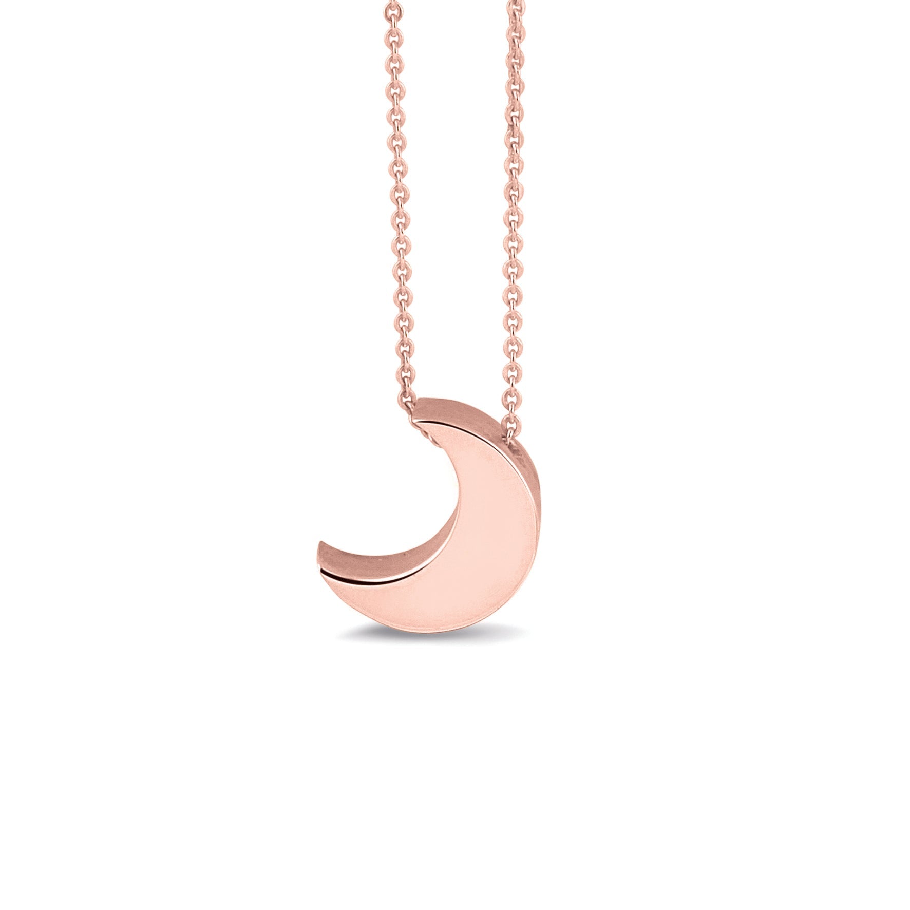 Ashanger maan, gedenksieraad, waar as en haar in verwerkt wordt.roségoud