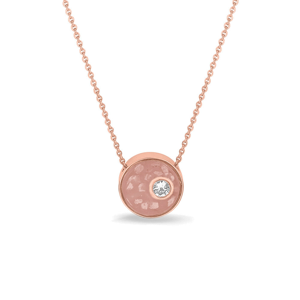 Ashanger rond, gedenksieraad, waar as en haar in verwerkt wordt. Blush