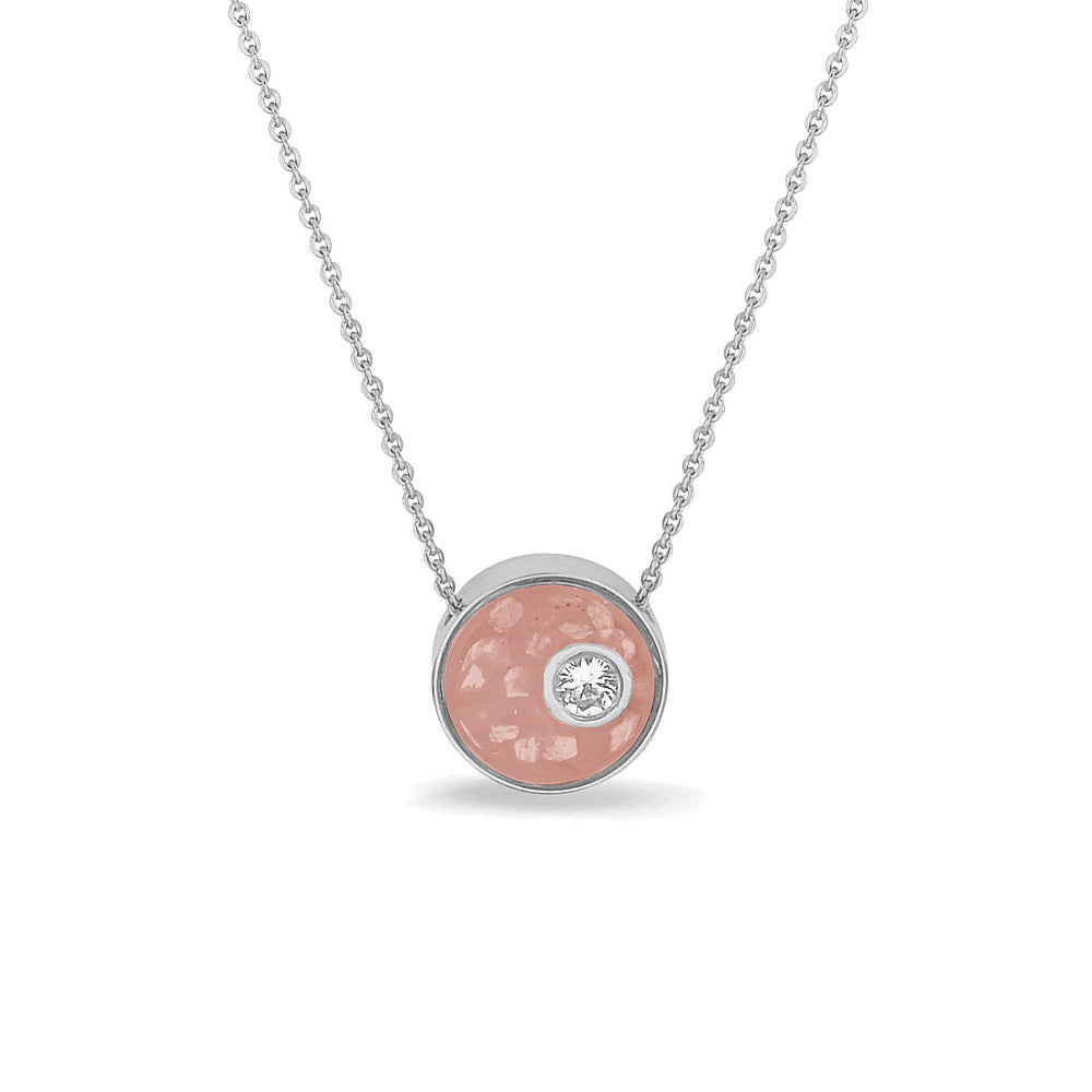 Ashanger rond, gedenksieraad, waar as en haar in verwerkt wordt. Blush