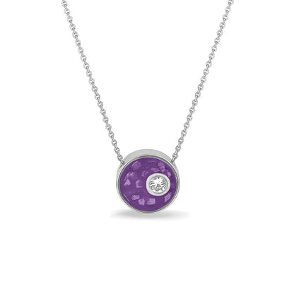 Ashanger rond, gedenksieraad, waar as en haar in verwerkt wordt. Purple