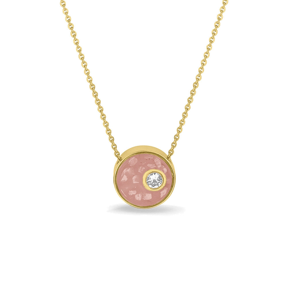 Ashanger rond, gedenksieraad, waar as en haar in verwerkt wordt. Blush