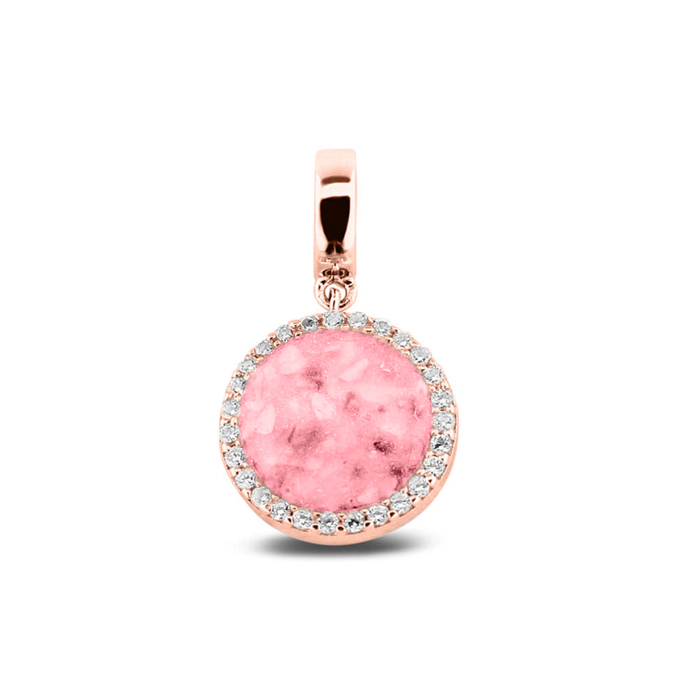 Asbedel, subtiel design rondom afgewerkt met zirkonia's  die aan de voorzijde zichtbaar gevuld wordt met as of haar met een keuze in 20 kleuren. Soft