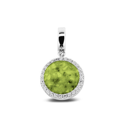 Asbedel, subtiel design rondom afgewerkt met zirkonia's  die aan de voorzijde zichtbaar gevuld wordt met as of haar met een keuze in 20 kleuren. Green