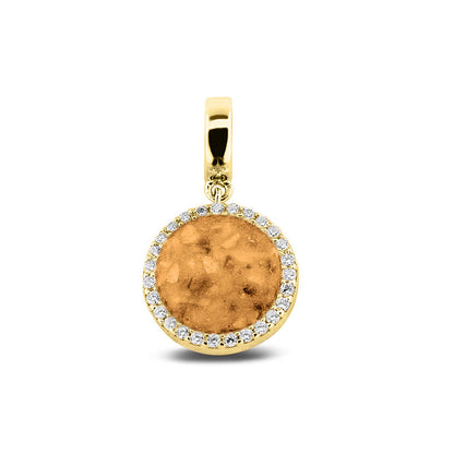 Asbedel, subtiel design rondom afgewerkt met zirkonia's  die aan de voorzijde zichtbaar gevuld wordt met as of haar met een keuze in 20 kleuren. Gold
