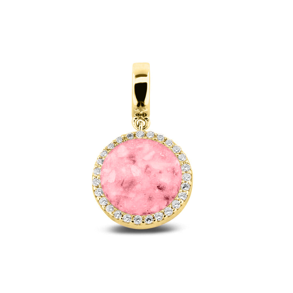 Asbedel, subtiel design rondom afgewerkt met zirkonia's  die aan de voorzijde zichtbaar gevuld wordt met as of haar met een keuze in 20 kleuren. Soft