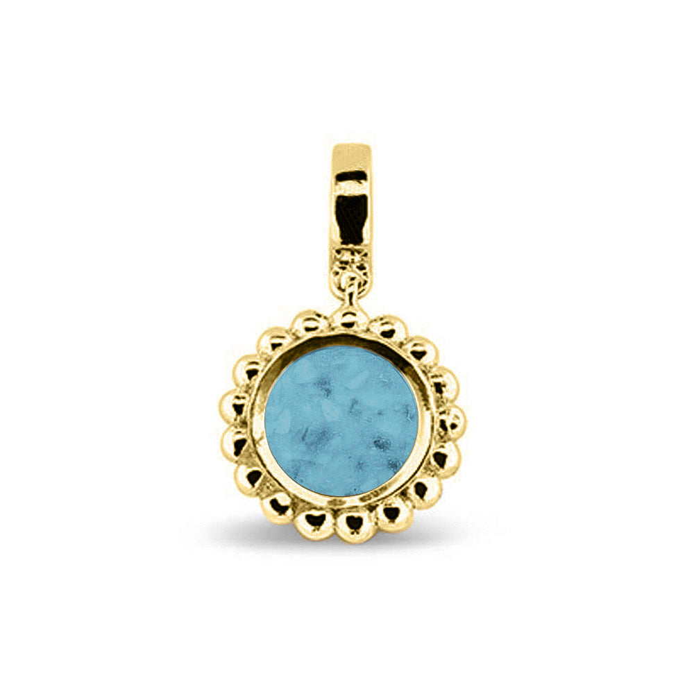 Asbedel die aan de voorzijde zichtbaar gevuld wordt met as of haar. Het vullen en sealen met een keuze in 20 kleuren, wordt in onze ambachtelijke edelsmederij gedaan. Baby