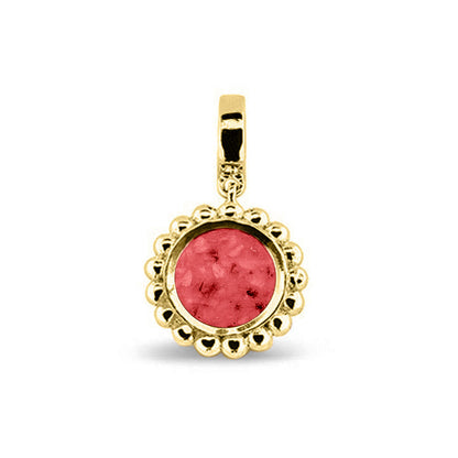Asbedel die aan de voorzijde zichtbaar gevuld wordt met as of haar. Het vullen en sealen met een keuze in 20 kleuren, wordt in onze ambachtelijke edelsmederij gedaan. Red