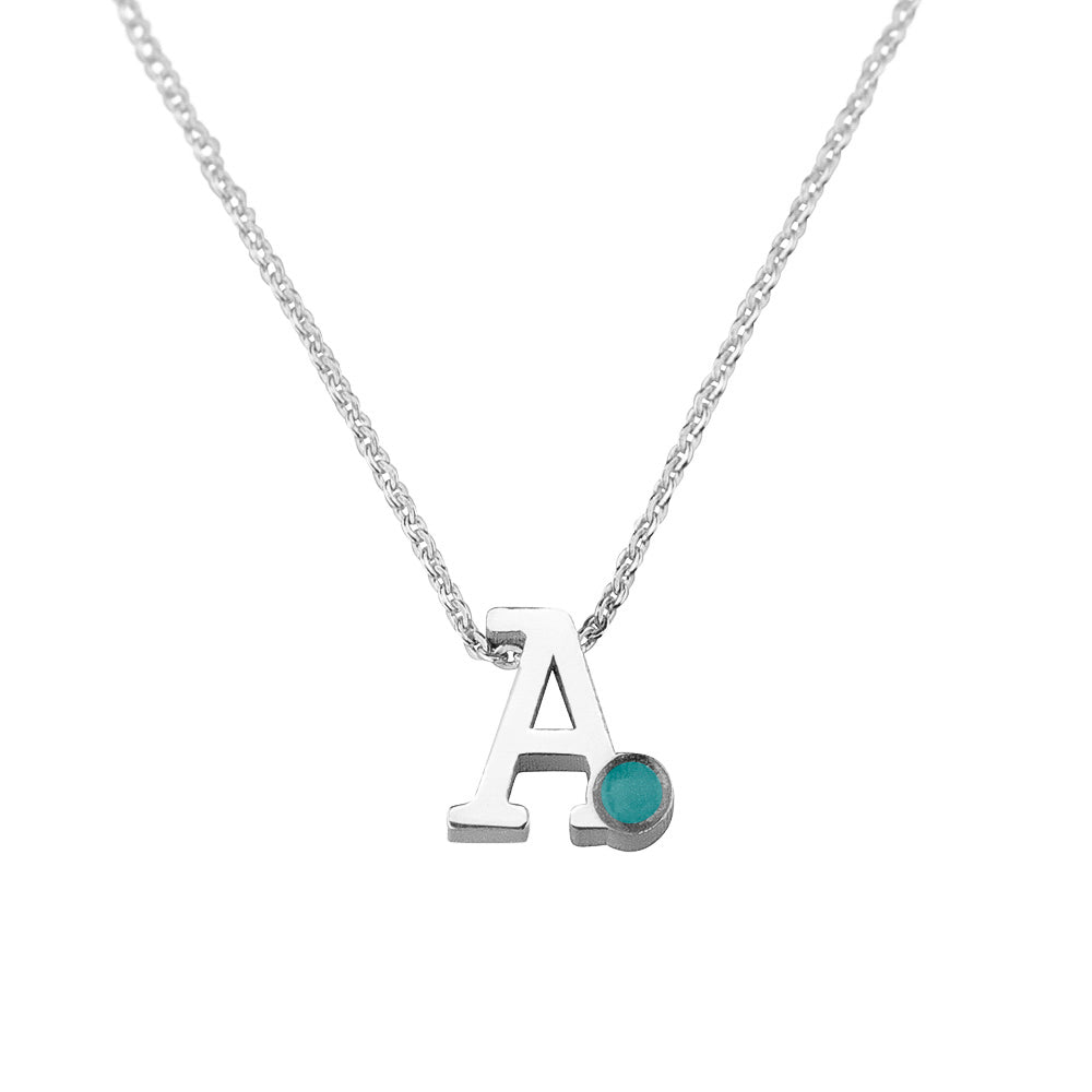 Initiaal/letter ashanger inclusief collier/ketting. Aqua