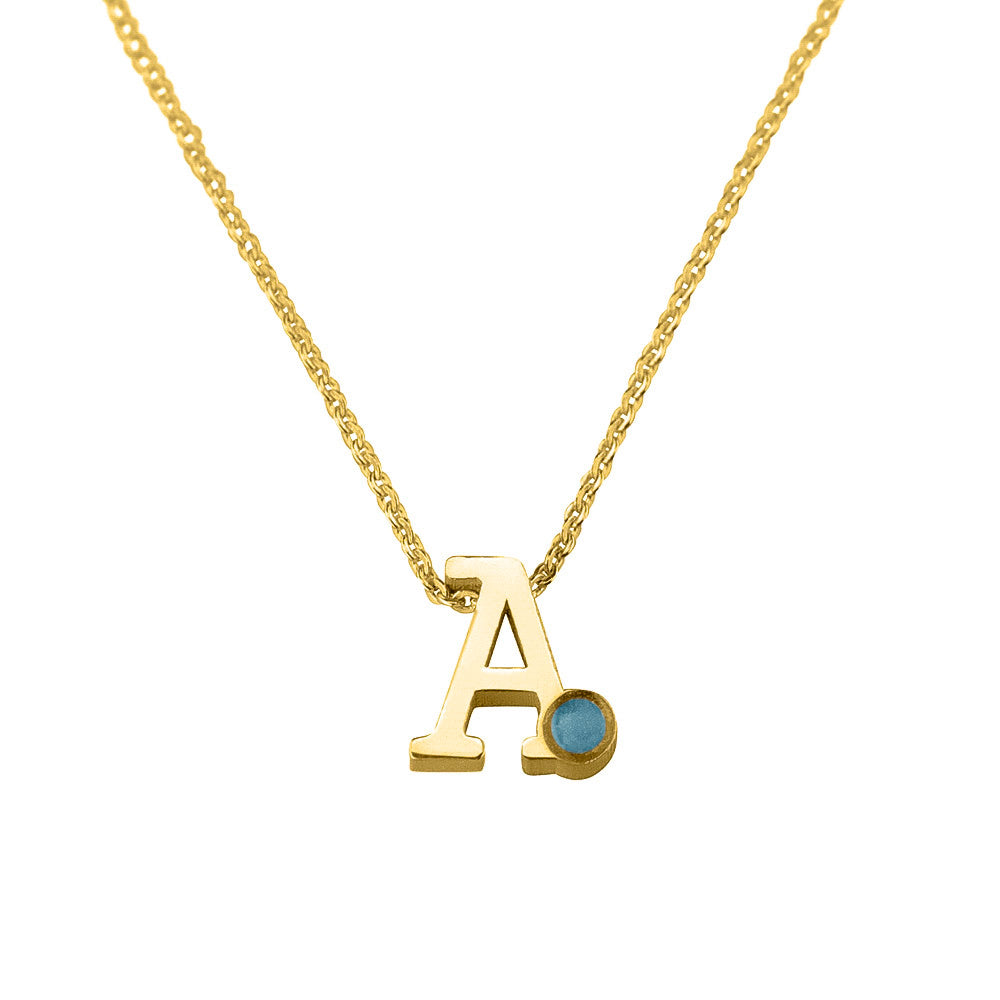 14 KT geelgouden initiaal/letter ashanger  inclusief collier/ketting. Baby