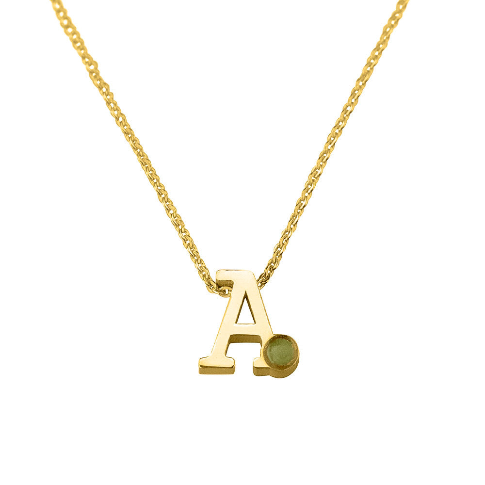14 KT geelgouden initiaal/letter ashanger  inclusief collier/ketting. Olive