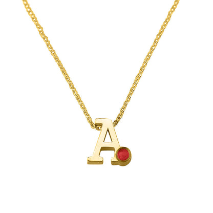 14 KT geelgouden initiaal/letter ashanger  inclusief collier/ketting. Red
