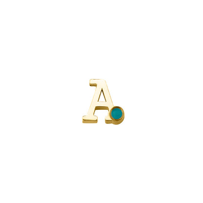 14 KT geelgouden initiaal/letter ashanger, gedenksieraad. Aqua