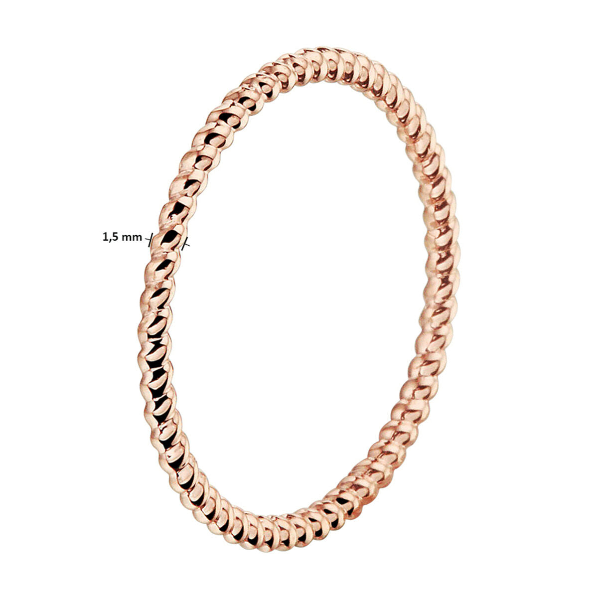 14 KT roségouden stijlvolle aanschuifring die net iets meer body geeft aan een ring die je anders bijvoorbeeld stand-alone zou dragen. Alle