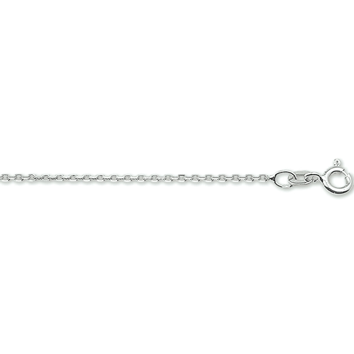 Witgouden collier gepolijst met anker schakel gediamanteerd. Deze uitvoering heeft een hele mooie uitstraling