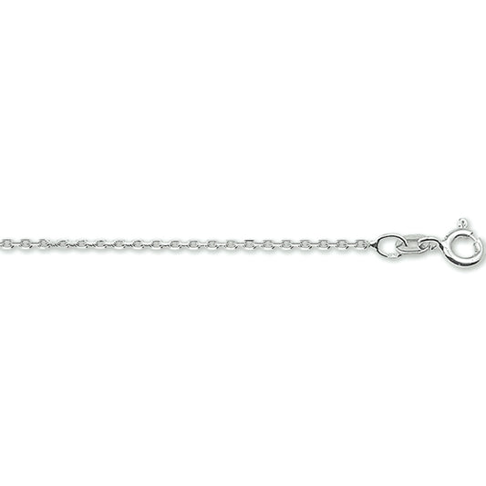 Witgouden collier gepolijst met anker schakel gediamanteerd. Deze uitvoering heeft een hele mooie uitstraling