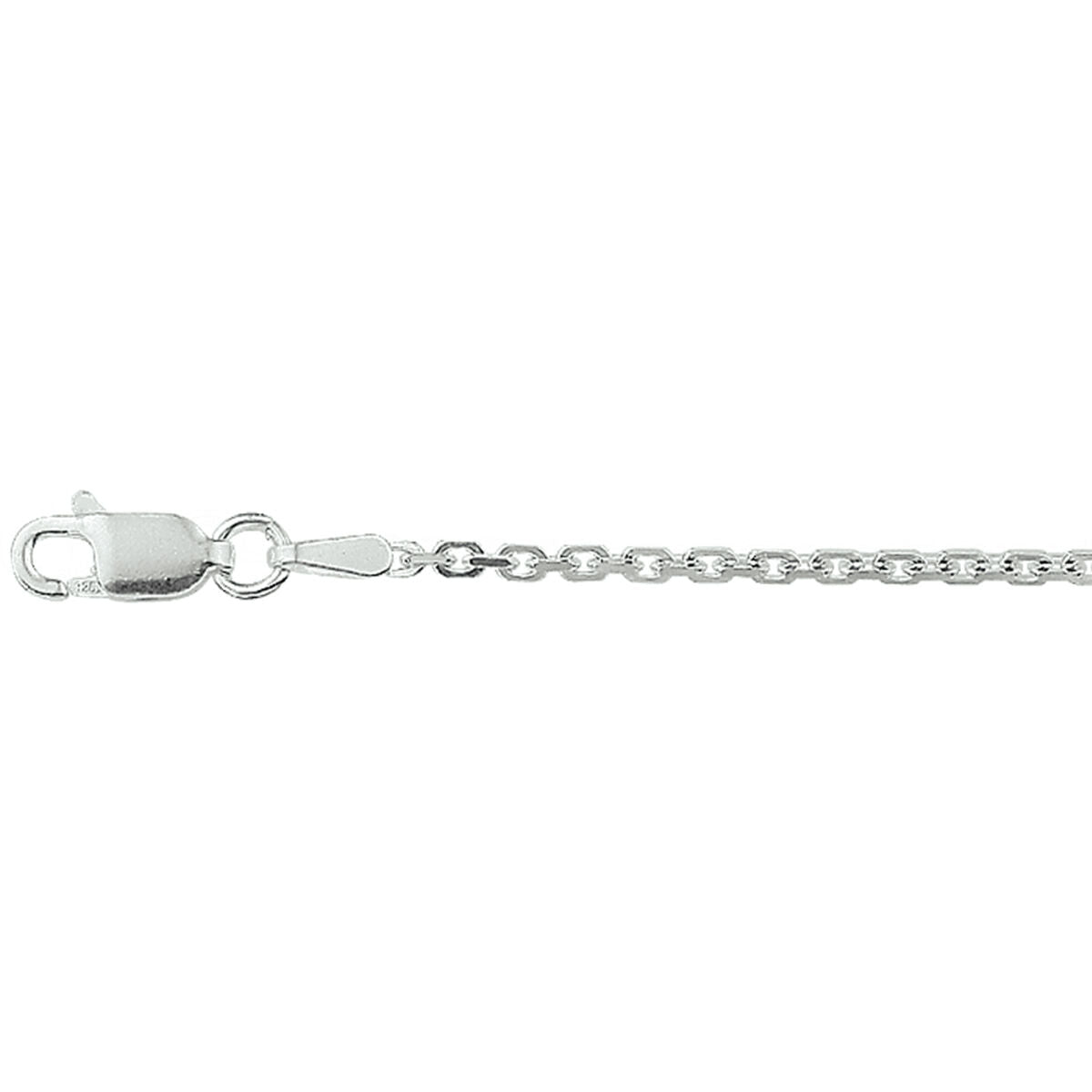 Zilveren collier gepolijst met anker schakel gediamanteerd. Deze uitvoering heeft een hele mooie uitstraling