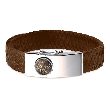 Lederen armband voorzien van as of haar in sluiting in zilver