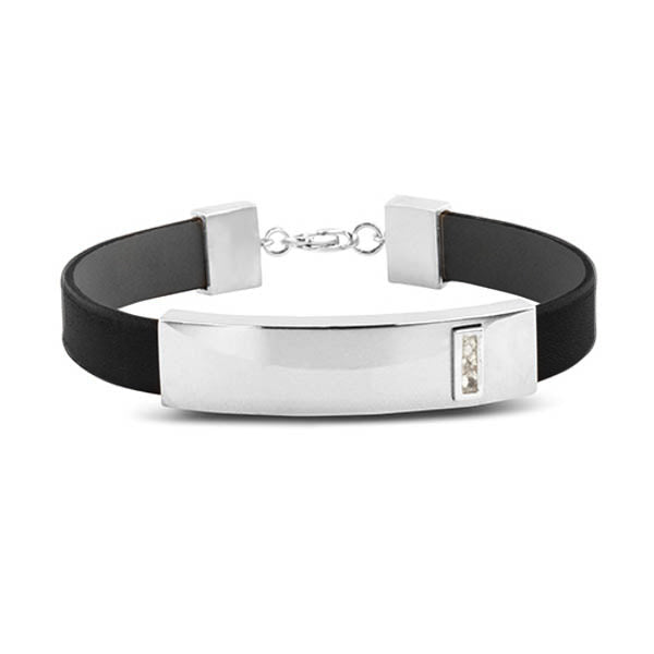 Lederen armband voorzien van as of haar in sluiting in zilver of goud