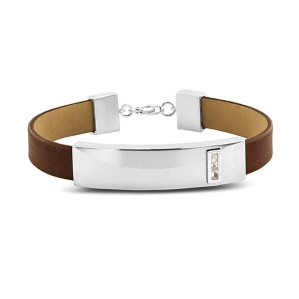 Lederen armband voorzien van as of haar in sluiting in zilver of goud