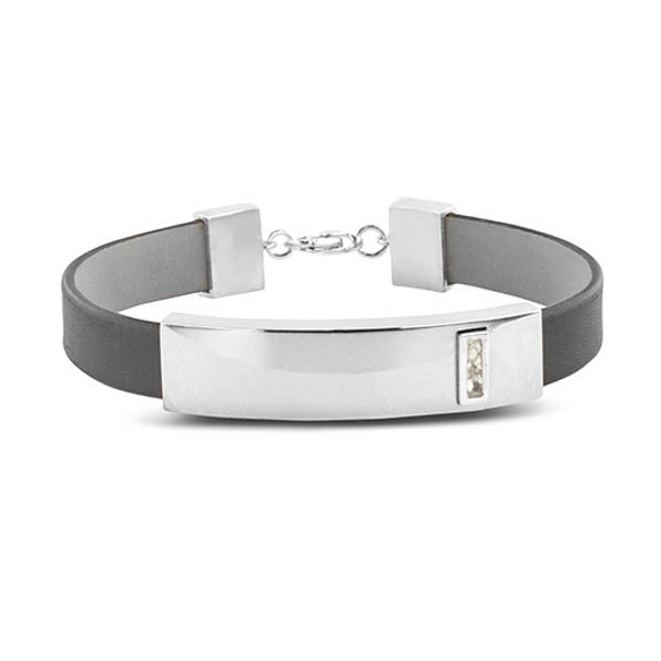 Lederen armband voorzien van as of haar in sluiting in zilver of goud