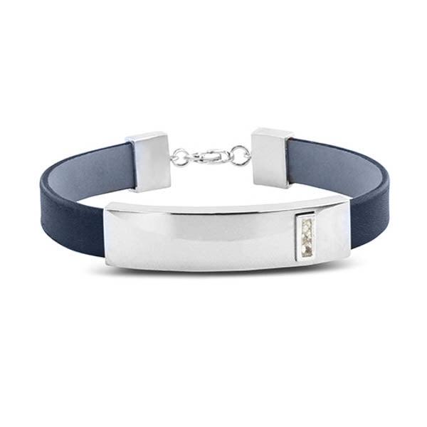 Lederen armband voorzien van as of haar in sluiting in zilver of goud