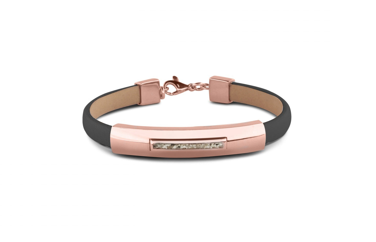 Lederen as armband met roségouden edelmetaal afwerking